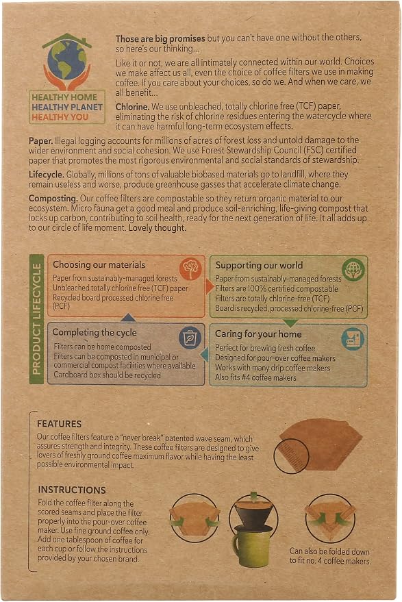 If You Care Multi-Use Coffee Filters, Great for Pour Over, Unbleached, 80 Count