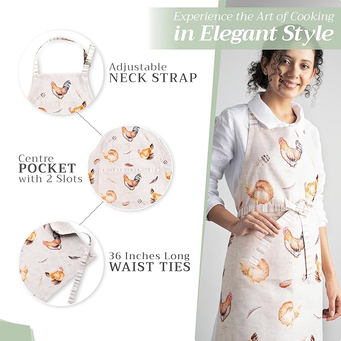 Maison d' Hermine 100% Cotton Apron for women with Pocket Kitchen Chef Apron for Men Cooking Spring Summer