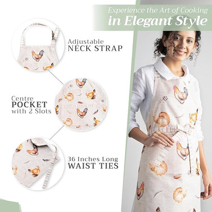 Maison d' Hermine 100% Cotton Apron for women with Pocket Kitchen Chef Apron for Men Cooking Spring Summer