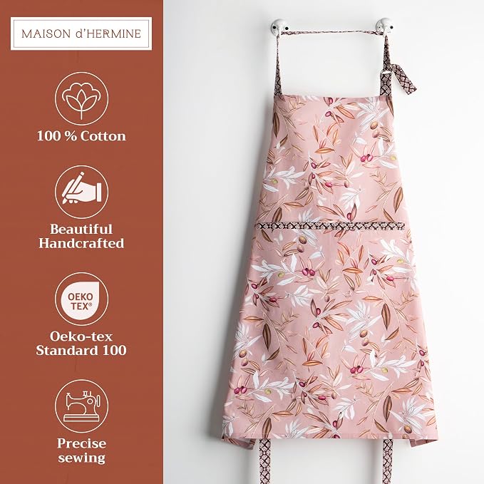 Maison d' Hermine 100% Cotton Apron for women with Pocket Kitchen Chef Apron for Men Cooking Spring Summer