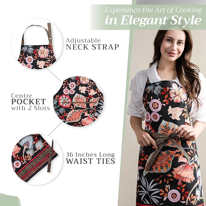 Maison d' Hermine 100% Cotton Apron for women with Pocket Kitchen Chef Apron for Men Cooking Spring Summer