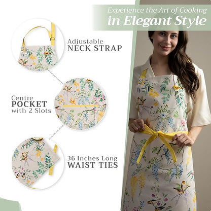 Maison d' Hermine 100% Cotton Apron for women with Pocket Kitchen Chef Apron for Men Cooking Spring Summer