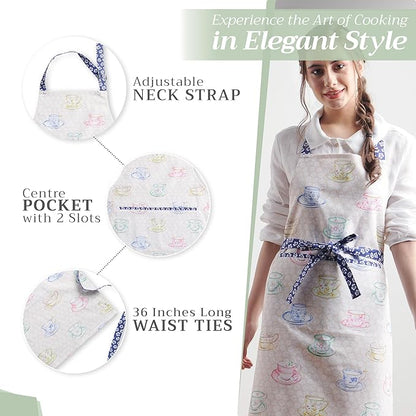 Maison d' Hermine 100% Cotton Apron for women with Pocket Kitchen Chef Apron for Men Cooking Spring Summer