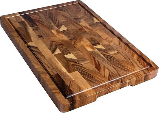 THETCHRY Walnut Cutting Boards for Kitchen, End Grain Wooden Chopping Board with Juice Groove, Charcuterie Butcher Block for Meal Prep & Serving with Gift Box, 16.5" x 11.6" x 0.8"