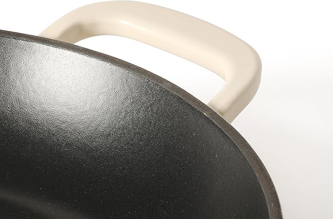 Martha Stewart Gatwick 12” Enameled Cast Iron Skillet, PFAS-Free, Linen White Exterior with Matte Black Enamel Interior, Rust Resistant, Oven Safe