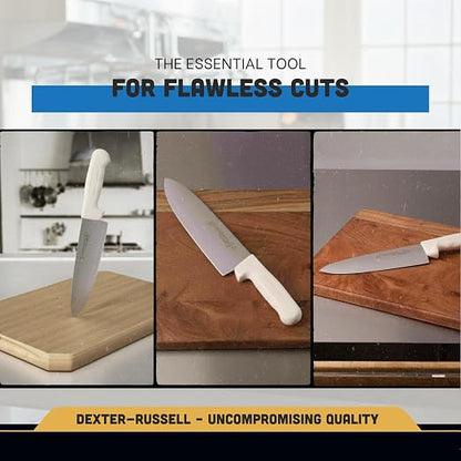 Dexter-Russell 8" Chef's Knife – S145-10PCP | SANI-SAFE Series | High-Carbon Stainless Steel Blade, NSF Certified, Slip-Resistant White Handle, Made in USA