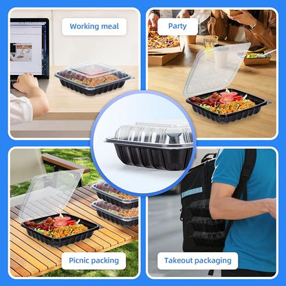 YANGRUI 45-Pack 38 oz 9.5" Commercial Container, Shrink-Wrapped No Pre-Wash | Single Compartment, Heavy-Duty Anti-Fog Lid, Leakproof Microwave Safe BPA-Free PP, for Buffet, Banquet & Hot Holding