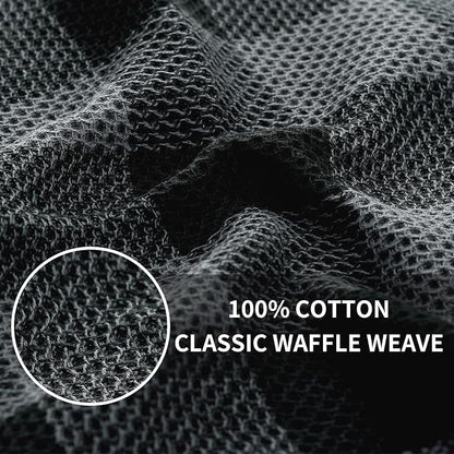 Homaxy 100% Cotton Waffle Weave Check Plaid Kitchen Towels, 13 x 28 Inches, Super Soft and Absorbent Dish Towels for Drying Dishes, 6-Pack, Black & Grey