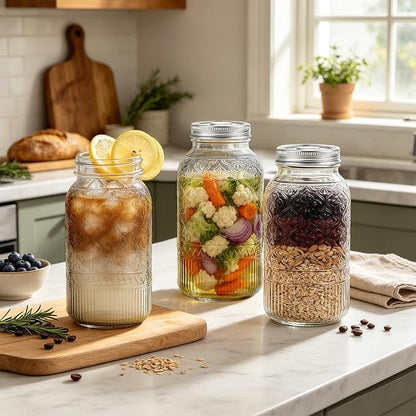 64oz Mason Jars Wide Mouth 1-Pack, Half Gallon Glass Canning Jars with Stainless Steel Airtight Lids, Large Glass Containers for Pantry Storage, Fermenting, Pickling, Cold Brew, DIY Projects