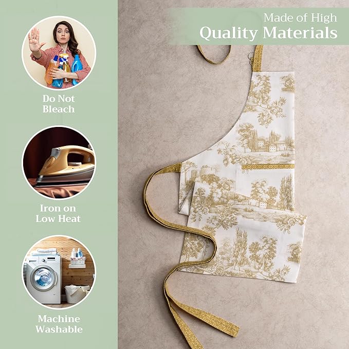 Maison d' Hermine 100% Cotton Apron for women with Pocket Kitchen Chef Apron for Men Cooking Spring Summer