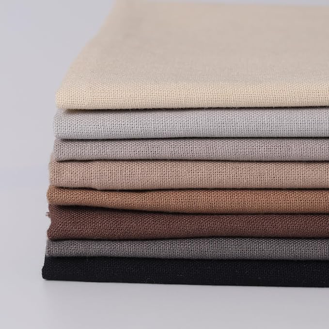 18 * 21inch Cotton Fabric, Premium Fabric Pure Quilting Fat Quarter Bundles Patchwork for Sewing DIY Craft (Grey Coffee Series, 8PCS)
