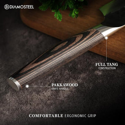 8 Inch Japanese Chef Knife, 3-Layer 9CR18MOV High Carbon Stainless Steel Gyuto Knife with Pakkawood Handle, Professional Kitchen Knife in Premium Gift Box