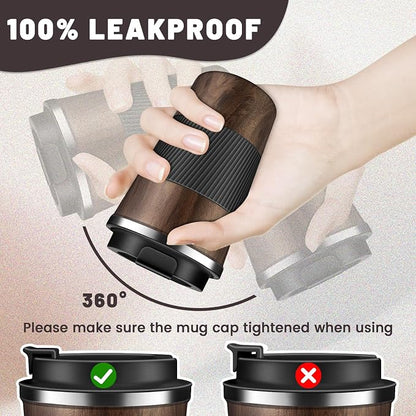 DUBUXW Insulated Coffee Tumblers with Flip Lid 12oz / 17oz, Stainless Steel Travel Coffee Mug Leak Proof, Vacuum Insulated Coffee Mug Reusable Cup, Keeps Cold and Hot for Coffee Tea