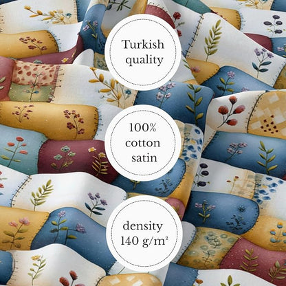 100% Cotton Fabric by the Yard – Turkish Quality Quilting & Sewing Fabric, 1 Yard x 1.69 Yards Wide, Patchwork Cotton for Crafts