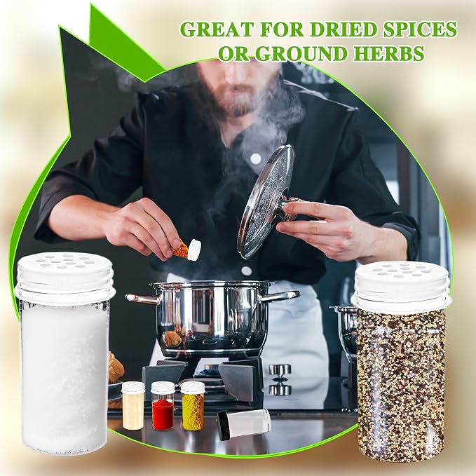 30 Pack 1 oz Mini Plastic Spice Jars with White Caps Clear Empty Spice Bottles with Sifters Small Seasoning Containers for Travel Storing Spice Seasoning Powders (Black)