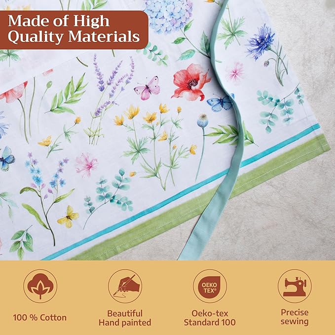 Maison d' Hermine 100% Cotton Apron for women with Pocket Kitchen Chef Apron for Men Cooking Spring Summer