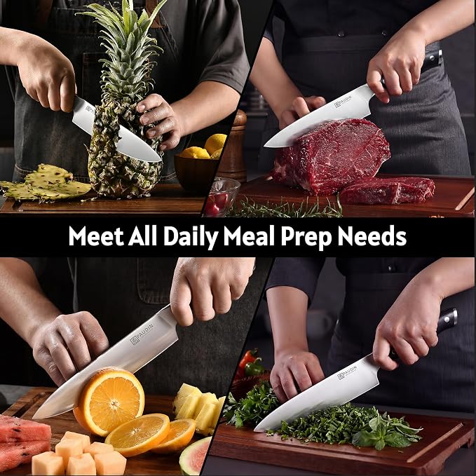 PAUDIN Chef Knife,8 Inch Professional Kitchen Knife Dishwasher Safe,Forged German Stainless Steel Sharp Cooking Knife,Ergonomic G10 Handle Full Tang Meal Prep Knives,Home Restaurant Gift for Men Women