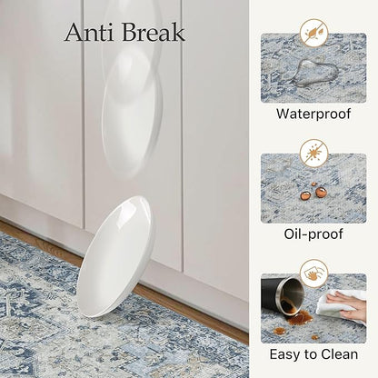 GENIMO Kitchen Mats for Floor, Washable Anti Fatigue Mat for Cushioned,17.3"x59", Waterproof Kitchen Rugs, Non Slip Foam Comfort Standing Mat Rug for Home, Runner, Sink, Office, Laundry, Light Blue