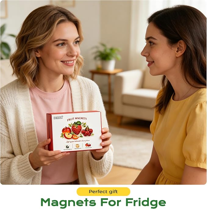 Renmxj 8 Pcs Mini Resin Fruit Magnets for Fridge, Cute Tiny Decorative Fridge Magnets, for Kitchen Refrigerator Office Locker Decoration(Multicolor)