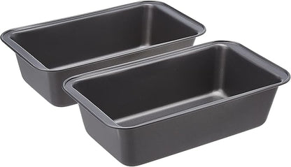Amazon Basics Rectangular Nonstick Bread Loaf Pan for Baking Meatloaf with Even Heat Distribution,9.5 x 5 Inch,Gray,Set of 2,(Pack of 6)