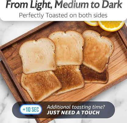 Elite Gourmet ECT5924D SmartToast Digital Long Slot 4 Slice Toaster, 1370W Even Heat, Extra Wide 1.5" Slots for Bagels & Texas Toast, Touch Screen, 6 Shades, 6 Bread Types, Defrost, Reheat, Steel