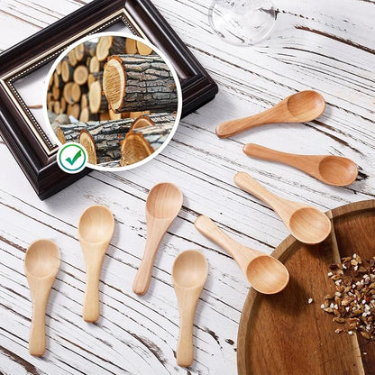 8pcs Handmade Small Wooden Spoons, 3.93x1.18 Inch Wooden Color Mini Condiment Spoons Tiny Spoons Wooden Serving Utensils Teaspoon for Eating Honey Spices Sauces Sugar Salt