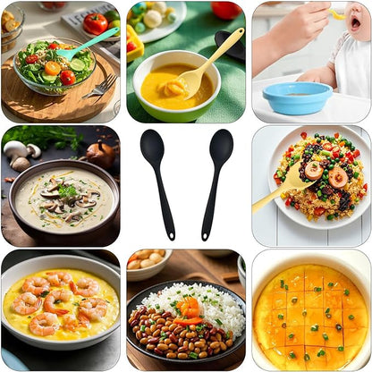 2 Pcs Mini Silicone Spoons,8 Inch Heat Resistant Mixing Spoons for Drinking Soup,Dipping Sauce Baking Stirring Mixing Tools.This is a Mini Size,Notice Dear Buyers Please Mind the Size when Purchasing
