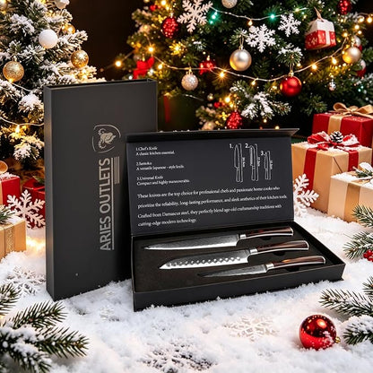 VG10 Damascus Kitchen Knife Set 3PCS, Japanese Chef Knife Set, 67-Layer Forged High Carbon Steel Cooking Knives with Pakkawood Handle Gift Box