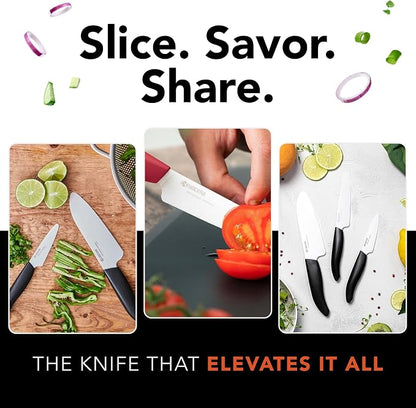 Kyocera Revolution 3pc ceramic knife set, 6", 5" and 3", Black