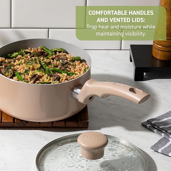 T-Fal Refresh Ceramic Nonstick Frying Pan Skillet 12-Inch, Oven Safe to 350°F, Stay-Cool Handle, Skillet Pan Cookware, Blue