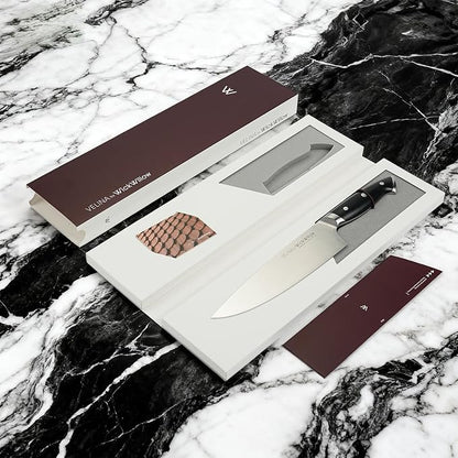 WICKWILLOW 8-Inch Chef Knife - German X50CrMoV15 Steel, Razor-Sharp All-Purpose Kitchen Knife for Everyday Cooking, Meal Prep, Meat, Vegetables & Herbs - Full Tang, Ergonomic Handle, Gift Box