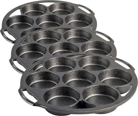 Lodge Seasoned Cast Iron Mini Cake Pan, 7 Impressions (Pack of 3)