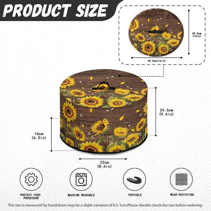Sunflowers Bees Slow Cooker Cover for Pot Dust Cover Fits for Most 6-8 Quart Oval Slow Cooker Dustproof Small Appliance Accessories Wood - textured Background