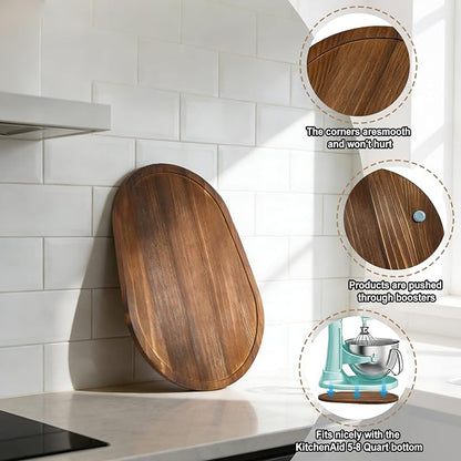 Mixer Slider Mat for KitchenAid 5-8 Qt Bowl Lift Stand Mixers, Pine Wood Moving Tray Storage Organizer for Kitchen Countertop Accessories and Attachments(5-8 Qt,Brown)