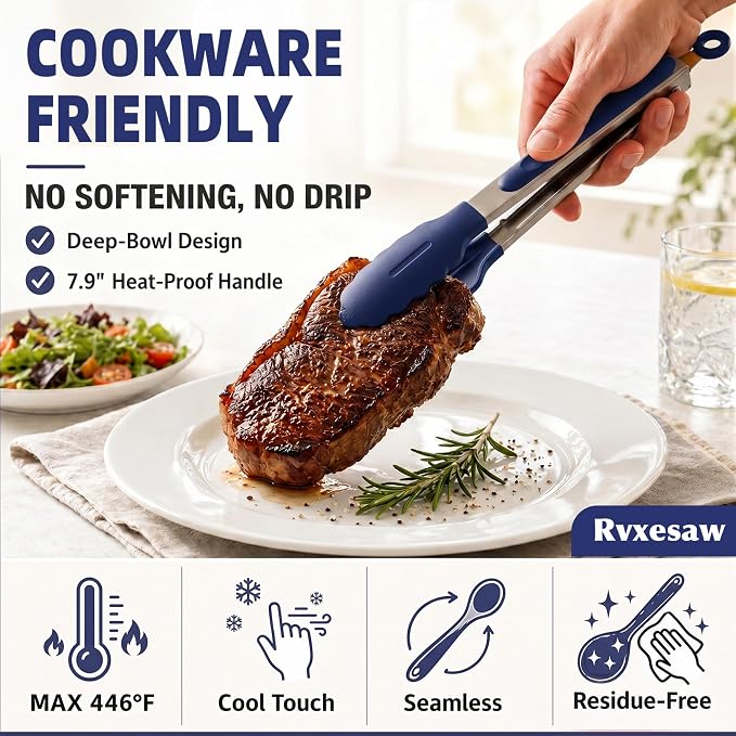 Kitchen Utensils Set,9 PCS Silicone Cooking Utensils Set Spatula Set,Non Toxic Cooking Utensils,Tongs,Spoon,Whisk,Brush,BPA Free Kitchen Gadgets for Non-Stick Cookware,Home Essential(Blue-9P)