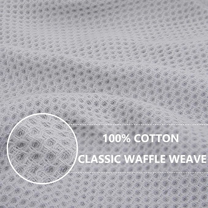 Homaxy 100% Cotton Waffle Weave Kitchen Dish Towels, Ultra Soft Absorbent Quick Drying Cleaning Towel, 13 x 28 Inches, 18-Pack, Light Gray