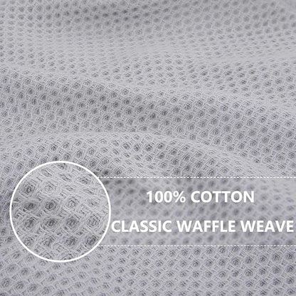 Homaxy 100% Cotton Waffle Weave Kitchen Dish Towels, Ultra Soft Absorbent Quick Drying Cleaning Towel, 13 x 28 Inches, 18-Pack, Light Gray