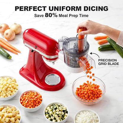 COFUN 5-in-1 Food Processor for KitchenAid | Multifunctional Chopper Attachment, Dicing/Slicing/Shredding/Strip Cutting/Sauce Discs, Storage Case