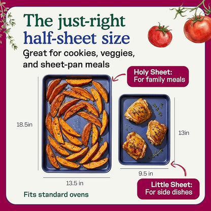 Great Jones Holy Sheet Pan (Blueberry) | Nonstick, Half-Sheet Pan | Aluminized Steel, 18.5" x 13.5" | for Baking, Roasting, & Broiling | Premium Bakeware with Even Heat Distribution | Dishwasher-Safe