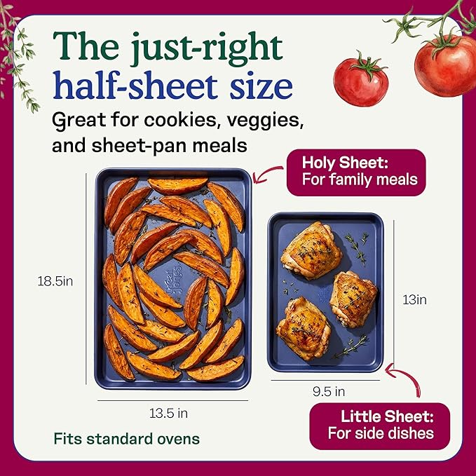 Great Jones Little Sheet (Blueberry) | Jelly Roll Pan, Quarter Sheet Pan | Aluminized Steel,13.5" x 9.5" | For Baking, Roasting, & Broiling | Premium Bakeware with Even Heat Distribution