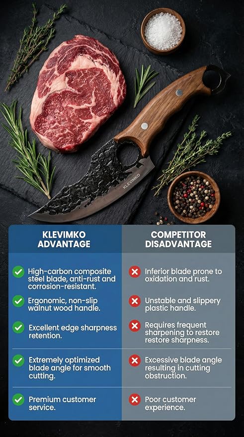 6 Inch Forged High Carbon Steel Kitchen Knife, Chef Knife for Meat/Vegetable Cutting & Deboning