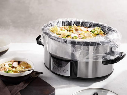 PanSaver EZ Clean Slow Cooker Liners - Disposable Liners & Bags for Instant Cleanup with No Scrubbing - Fits slow cookers and 9x13 pans, 25 Count