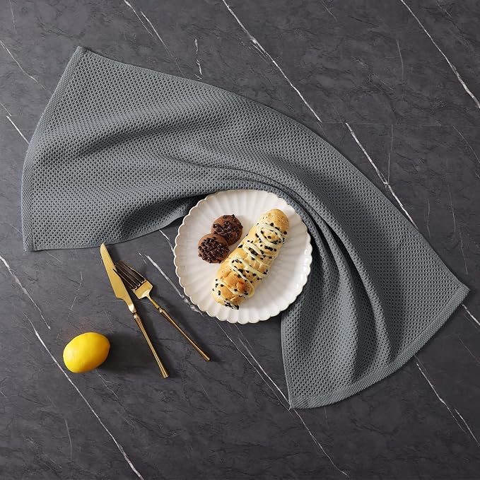 Homaxy 100% Cotton Kitchen Towels and Dishcloths Set, 12 x 12 Inches and 13 x 28 Inches, Set of 8 Bulk Kitchen Towels Set, Ultra Soft Absorbent Dish Cloths for Washing Dishes, Grey