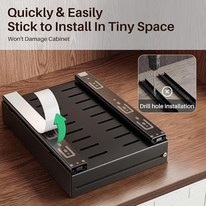 SNTD Pull Out Spice Rack for Upper Cabinet - Expandable Organizer with Smooth Ball Bearing Slides, No Drill Mounting Spice Storage for Kitchen (2 Pack, 7.2" to 12.9" W X 10" D X 2.2" H)