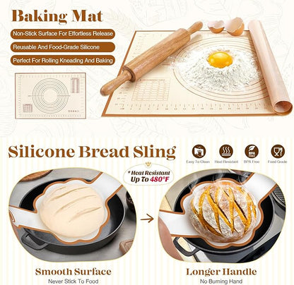 Sourdough Starter Kit with Dutch Oven, Sourdough Bread Baking Supplies, Sour Dough Starter Kits, Sourdough Accessories, Sour Dough Tools Sourdough Tools Kit Dutch Oven for Sourdough Bread Baking