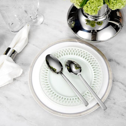 KEAWELL Premium Aline 4-Piece 9 inch Spoon Set – 18/10 Stainless Steel Silverware with Mirror Polish, Dishwasher Safe for Table Setting and Entertaining (4, Serving Spoons)