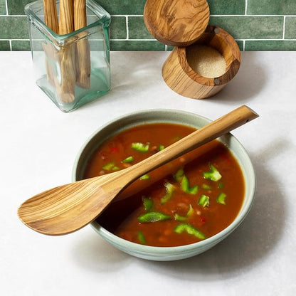 Rock & Branch Olive Wood Cooking Spoon, Wooden Mixing Spoon for Cooking, Safe for Nonstick Cookware, 13" Long