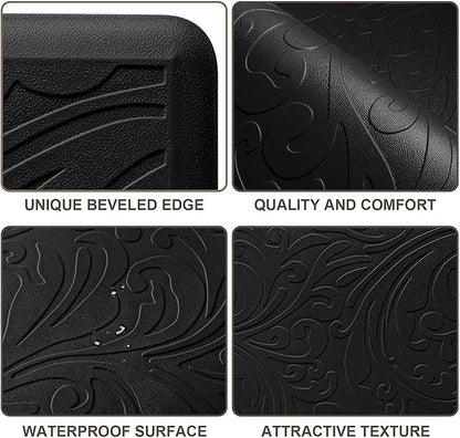 KMAT Kitchen Mat Cushioned Anti-Fatigue Floor Mat Waterproof Non-Slip Standing Mat Ergonomic Comfort Floor Mat Rug for Home,Office,Sink,Laundry,Desk 30"(L) x 20"(W),Black