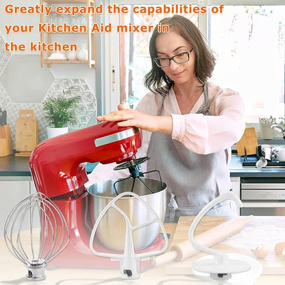 3 Pack Mixer Attachments for Kitchen Aid 4.5-5 Quart Tilt-Head Stand Mixers, Heavy-Duty Metal,Includes K45DH Dough Hook, K45B Flat Beater,K45WW Wire Whip, Dishwasher Safe Replacement Kit by TOMOON