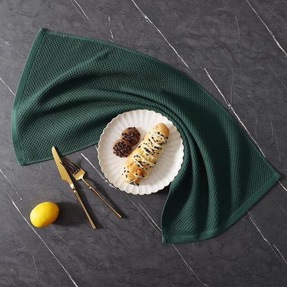 Homaxy 100% Cotton Kitchen Towels and Dishcloths Set, 12 x 12 Inches and 13 x 28 Inches, Set of 16 Bulk Kitchen Towels Set, Ultra Soft Absorbent Dish Cloths for Washing Dishes, Blackish Green